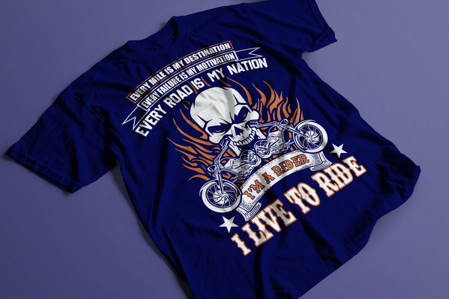 I Live To Ride - Navy Tee