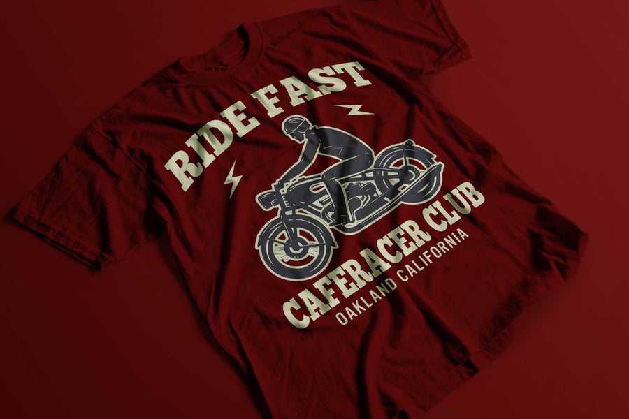 Caferacer Club - Burgundy Tee