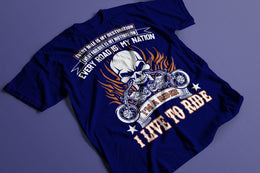 I Live To Ride - Navy Tee