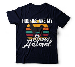 Huskies Are My Spirit Animal - Navy T-Shirt