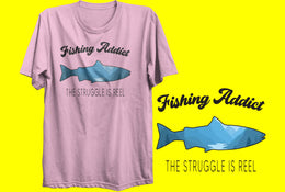 Fishing Addict - Pink T-Shirt